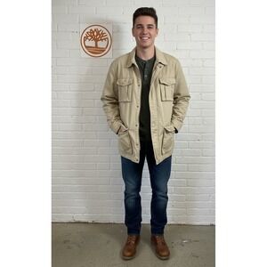 🔥Timberland 🤑Men's M65 Field Jacket Khaki Tan Cotton Military Style Size Small